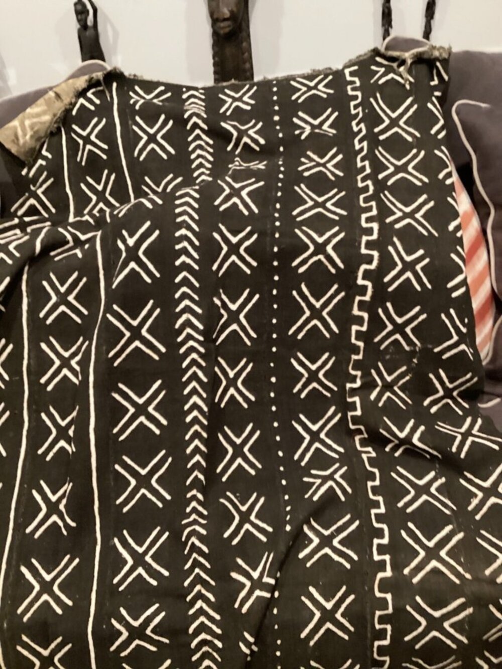 Mud Cloth Textile Authentic Naturally Hand Crafted From Mali 66X42 Inch Vintage